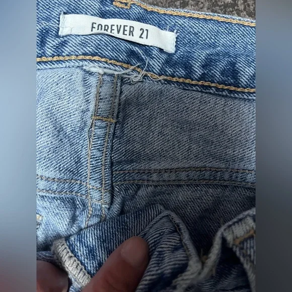 JK* Forever 21 Button Fly Distressed Denim Shorts - Picture 3 of 7